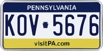 PA license plate KOV5676