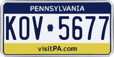 PA license plate KOV5677