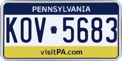 PA license plate KOV5683