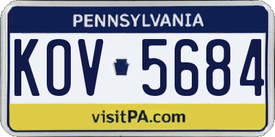 PA license plate KOV5684