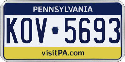 PA license plate KOV5693