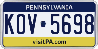 PA license plate KOV5698