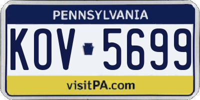 PA license plate KOV5699