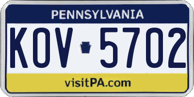 PA license plate KOV5702