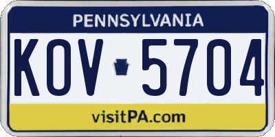PA license plate KOV5704