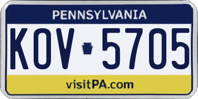 PA license plate KOV5705
