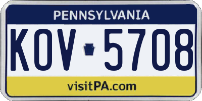 PA license plate KOV5708