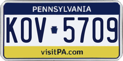 PA license plate KOV5709