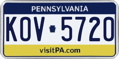 PA license plate KOV5720
