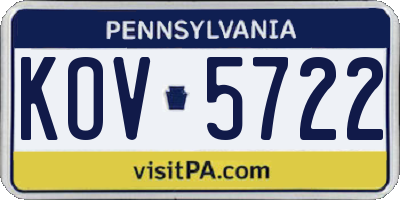 PA license plate KOV5722