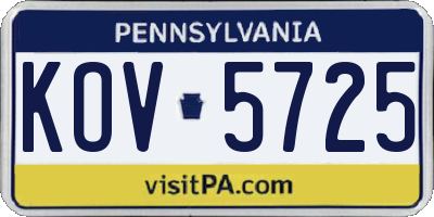 PA license plate KOV5725