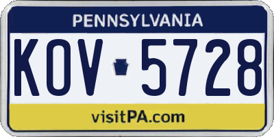 PA license plate KOV5728