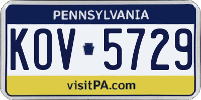 PA license plate KOV5729