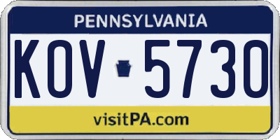 PA license plate KOV5730