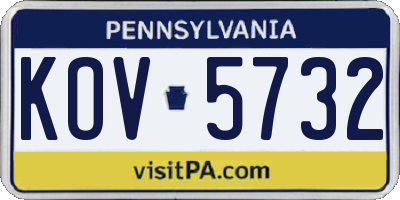 PA license plate KOV5732