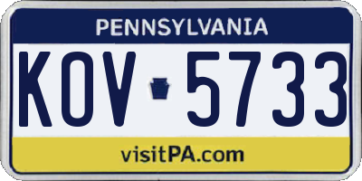 PA license plate KOV5733