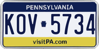 PA license plate KOV5734