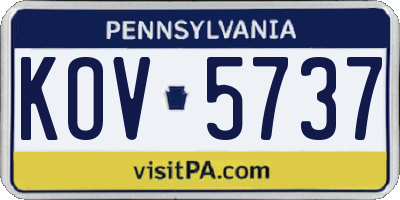 PA license plate KOV5737