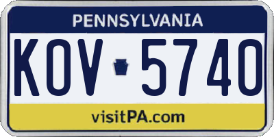 PA license plate KOV5740