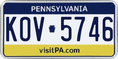 PA license plate KOV5746