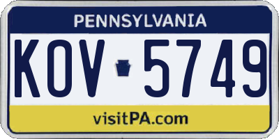 PA license plate KOV5749