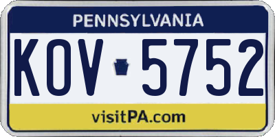 PA license plate KOV5752