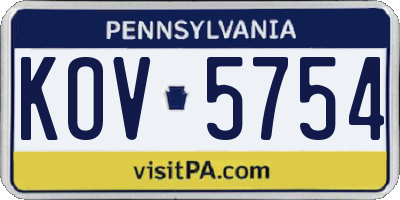 PA license plate KOV5754