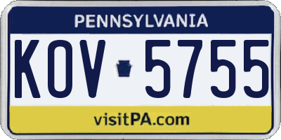 PA license plate KOV5755