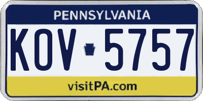 PA license plate KOV5757