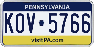 PA license plate KOV5766