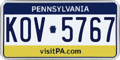 PA license plate KOV5767