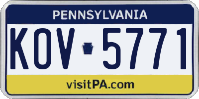 PA license plate KOV5771