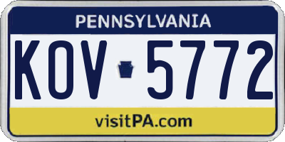 PA license plate KOV5772