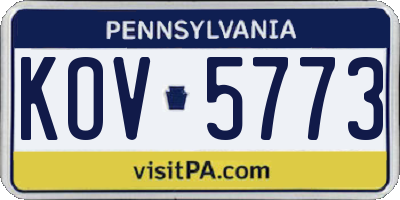 PA license plate KOV5773