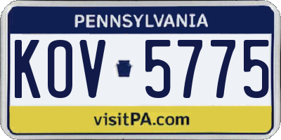 PA license plate KOV5775