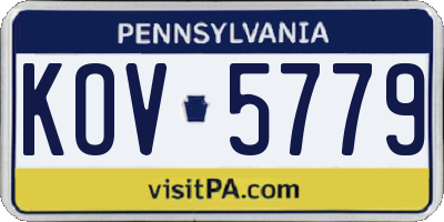 PA license plate KOV5779