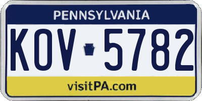 PA license plate KOV5782