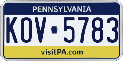 PA license plate KOV5783