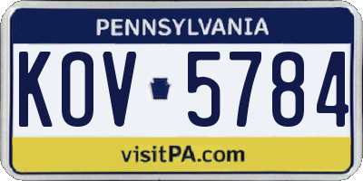 PA license plate KOV5784