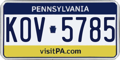 PA license plate KOV5785