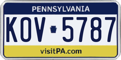 PA license plate KOV5787