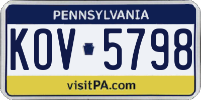 PA license plate KOV5798