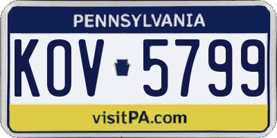 PA license plate KOV5799