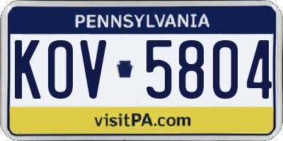 PA license plate KOV5804