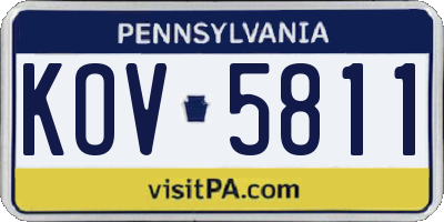 PA license plate KOV5811