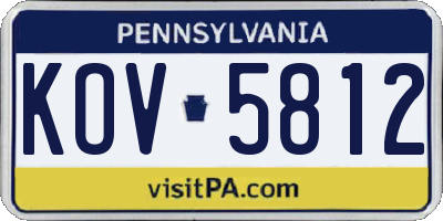 PA license plate KOV5812