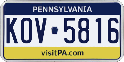 PA license plate KOV5816