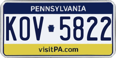 PA license plate KOV5822