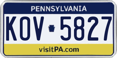 PA license plate KOV5827