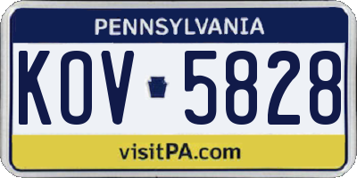 PA license plate KOV5828